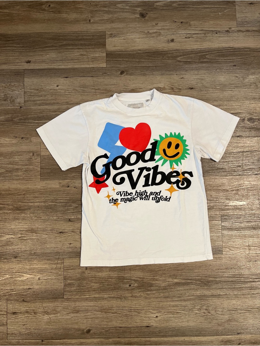 PacSun Good Vibes Puff Oversized T-Shirt Men Medium White Crewneck Small
